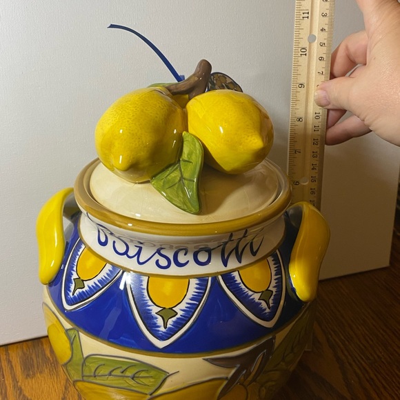 Blue Sky Clayworks Lemon Juice series Biscotti Cookie Jar NWT 2017 Small chip - Picture 7 of 11